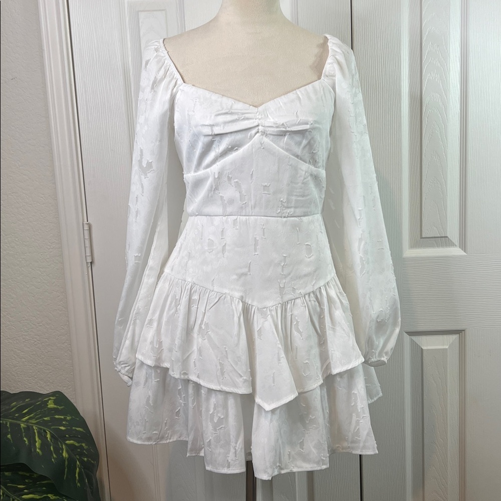Sophie Tiered Jacquard Mini Dress M